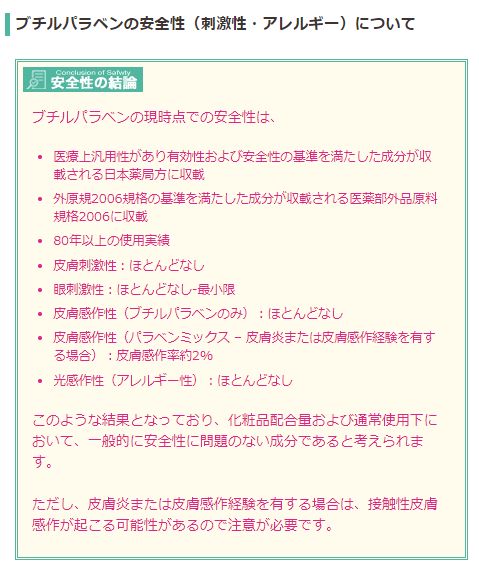 ブチルパラベンの安全性